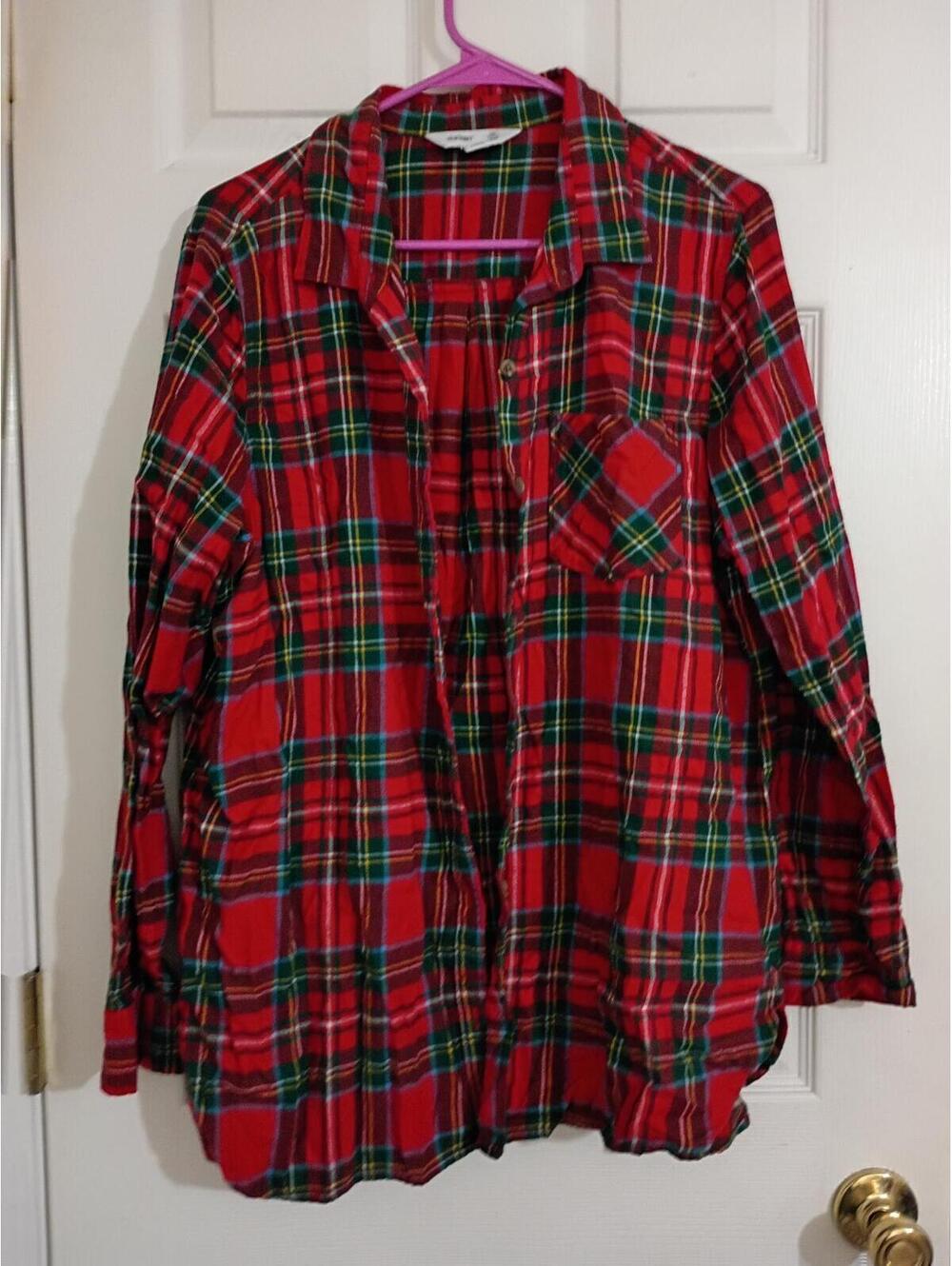 Old Navy Red Plaid Tunic Shirt XL